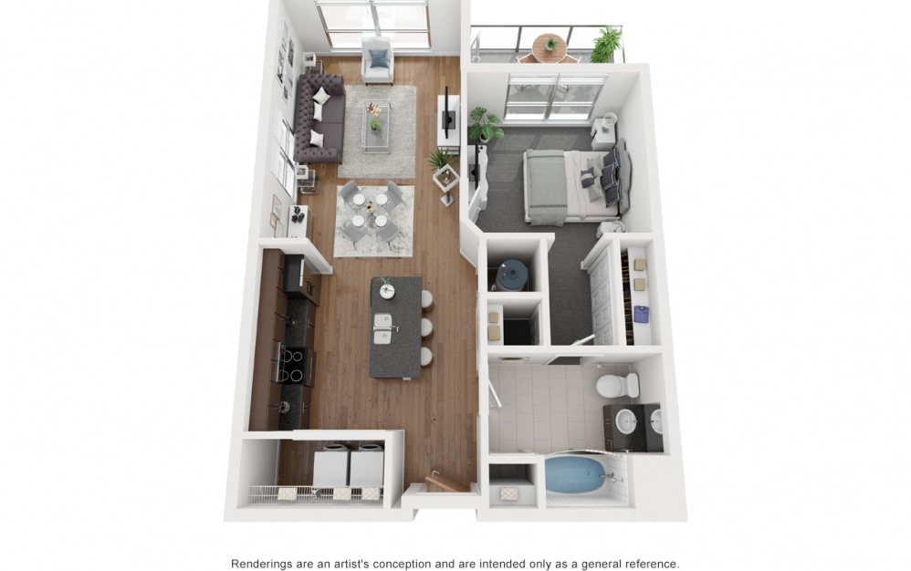 A1 - 1 bedroom floorplan layout with 1 bath and 778 square feet.