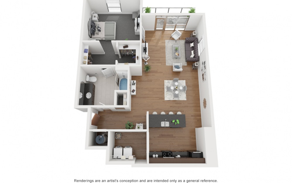 A3 - 1 bedroom floorplan layout with 1 bath and 1184 square feet.