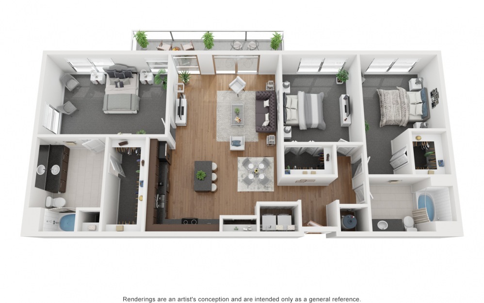 C3 - 3 bedroom floorplan layout with 2 baths and 1706 square feet.